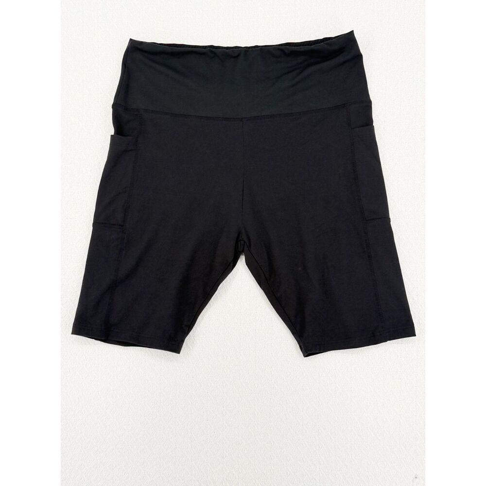 Women's Black Biker Shorts XXL High Rise Compression Workout Yoga Shorts Pockets